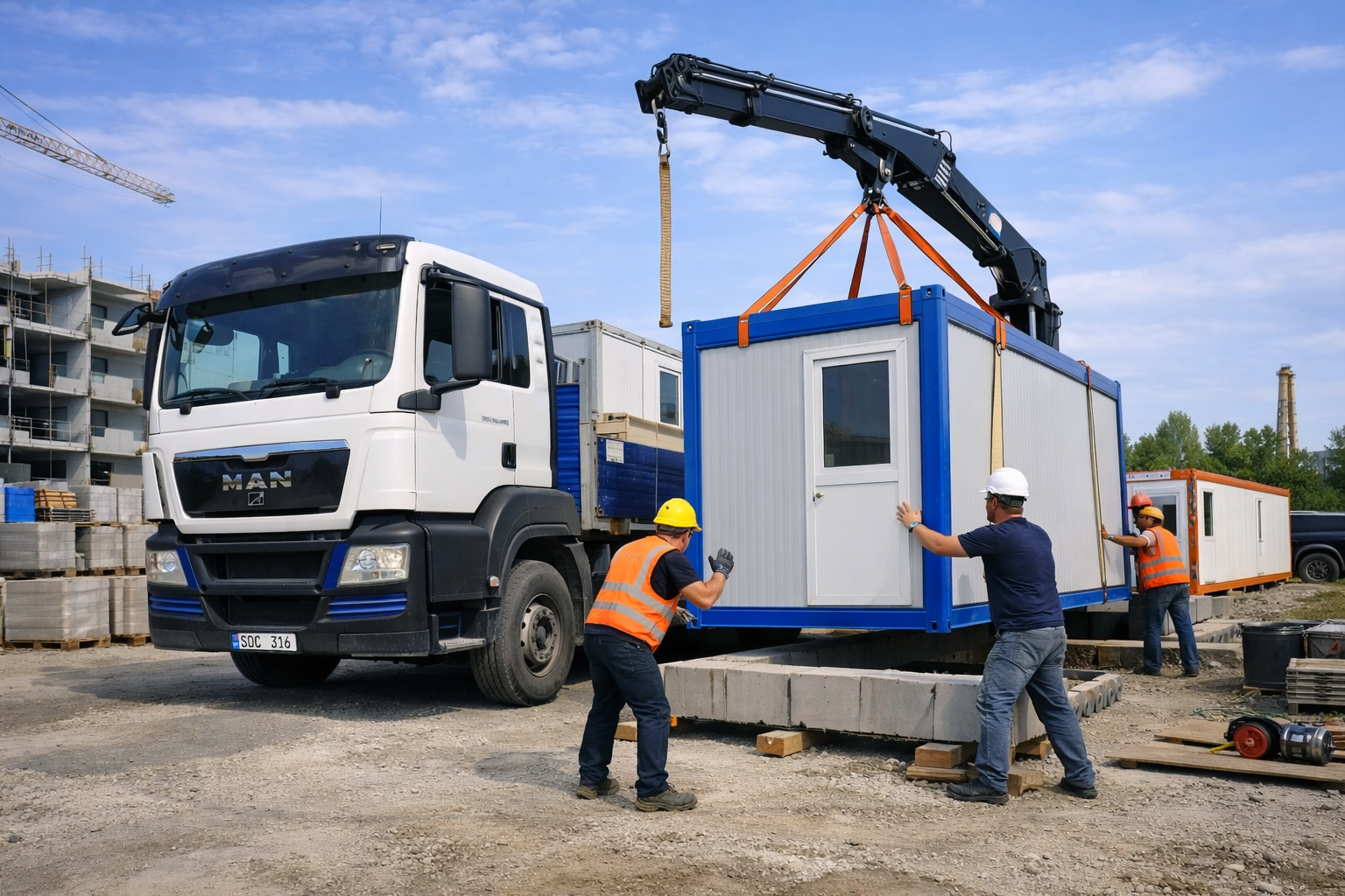 Transport și montaj containere de șantier